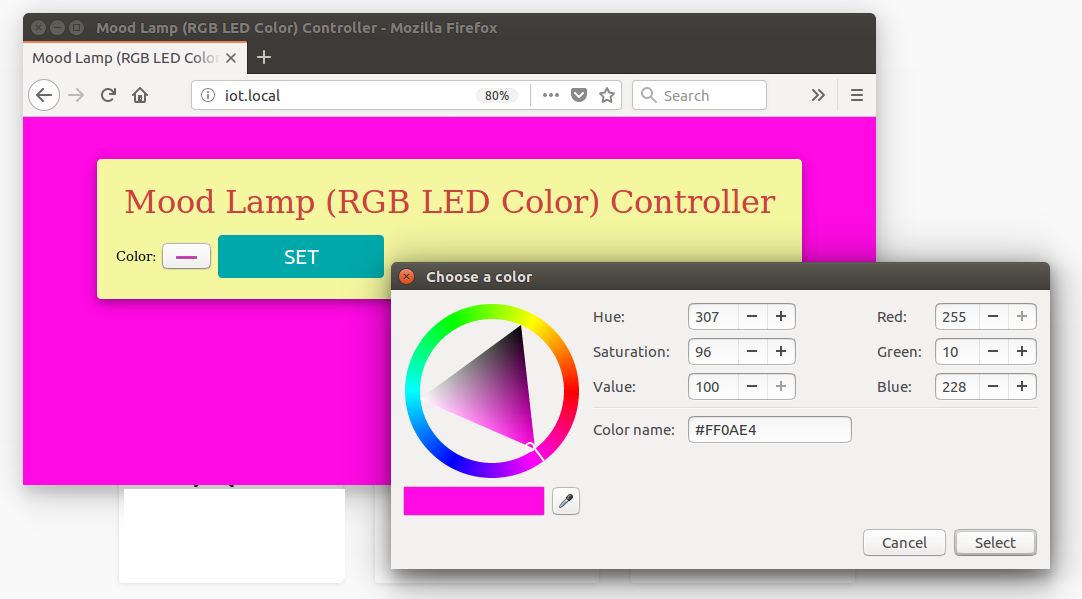 RGB LED Color Control Web
