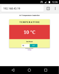 temperature Controller screen
